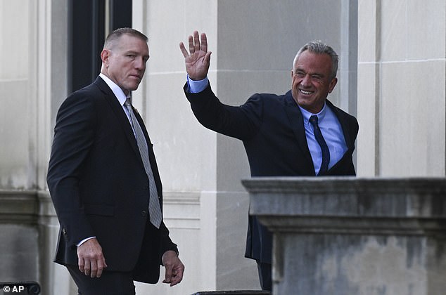 Robert F. Kennedy Jr. greets supporters upon his arrival at the courthouse on Wednesday. As he left the courthouse, he told reporters that he had a 