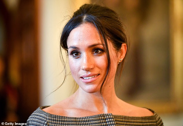 Meghan has sent products such as jam and dog biscuits to some friends, but plans are now afoot to start with a rosé wine. Pictured: Meghan Markle chats to people inside the Drawing Room during a visit to Cardiff Castle