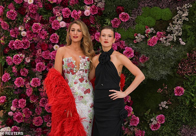 The 24-year-old actress posed for a series of red carpet photos with her It Ends With Us co-star Blake, who looked stunning in an elegant floral dress.