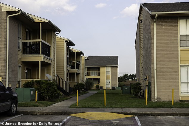 The young actor lived in the Thorntree apartment complex (pictured) in Houston, where he is accused of fatally shooting his neighbor Cesar Peralta on July 20.