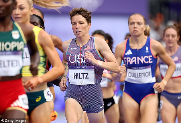 Hiltz clocked a time of 3:56.17 to continue her quest for a gold medal at the Paris Olympics.