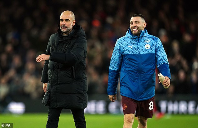 Kovacic (right) explained that he and Guardiola (left) have been watching videos together to help improve their defensive positioning.