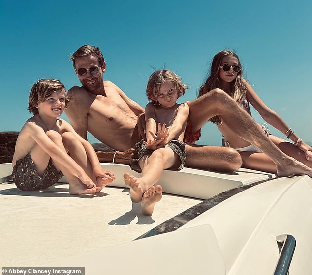 Abbey has been enjoying an extended holiday in a mysterious location with her husband Peter Crouch and their four children - Sophia, 13, Liberty, eight, Johnny, six, and Jack, four.