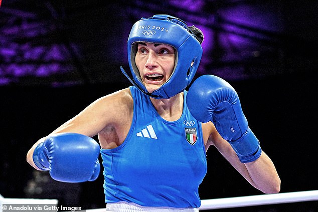 Italian boxer Angela Carini (pictured) was devastated after being defeated by Khelif in just 46 seconds