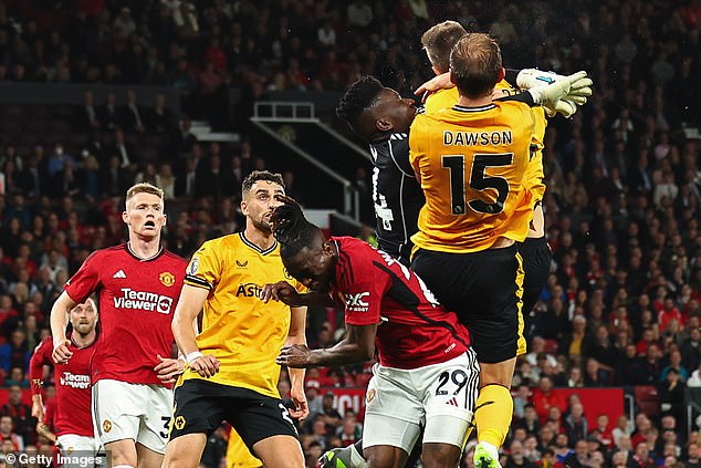 Manchester United goalkeeper Andre Onana collided with Wolves' Sasa Kalajdzic during his Premier League debut