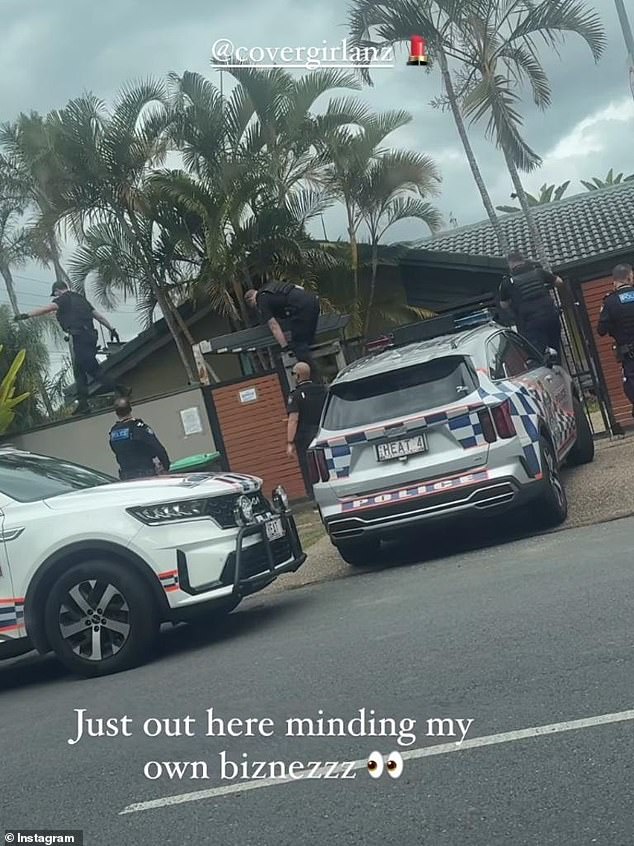 Ms Pullin was parked at Currumbin Waters on the Gold Coast when police suddenly began raiding a nearby home.