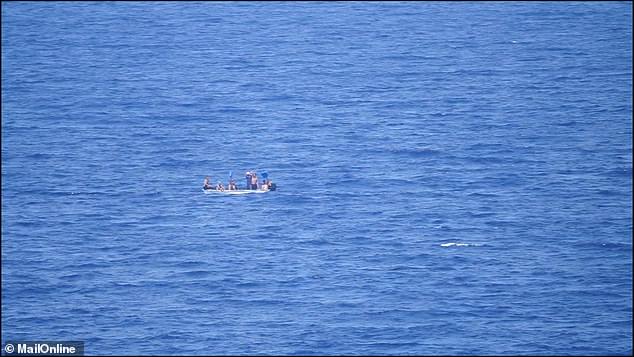 Pictured: The small boat ran aground about 50 miles off the coast of Marbella in southern Spain.