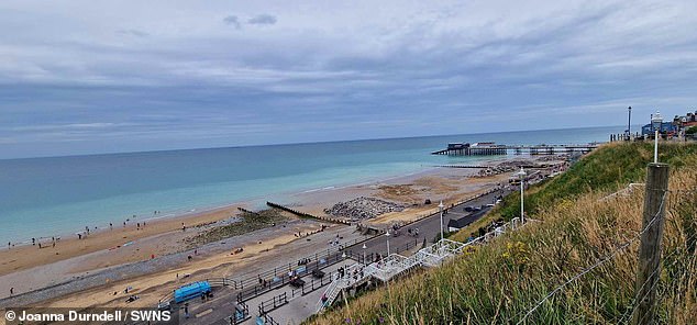 Authorities have revealed that the extraordinary transformation from the usual grey and drab colour of the North Sea is due to work on the area's coastal defences.