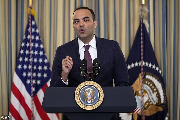 The Consumer Financial Protection Bureau (CFPB) is warning Americans not to store money in payment apps (pictured: CFPB Director Rohit Chopra)