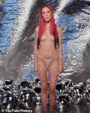 In the music video inspired by Spears' song of the same name, Halsey posed nearly nude.