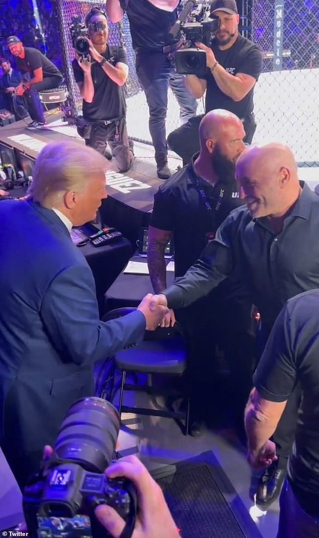 On July 9, Trump and Rogan were spotted shaking hands at the UFC 290 fight in Las Vegas, and the 77-year-old presidential candidate has since been lobbying for an invitation to sit down and record with him.