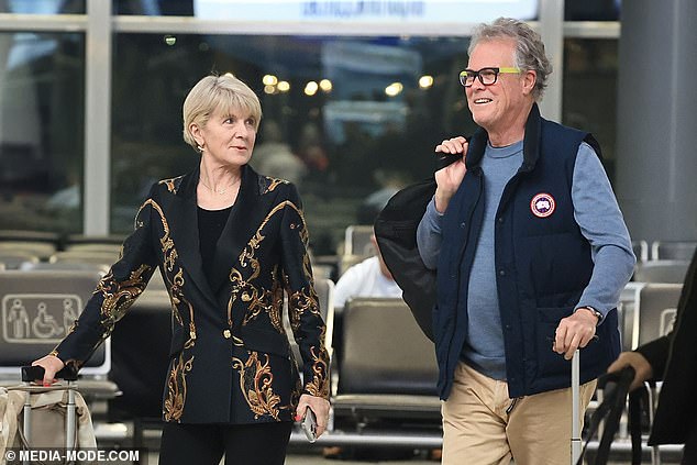 The lovebirds were all smiles as they landed in Sydney.