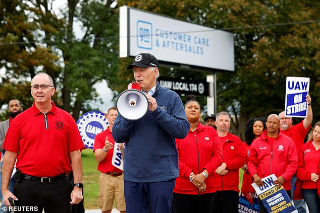 President Joe Biden supported striking UAW members on a picket line in Michigan last year