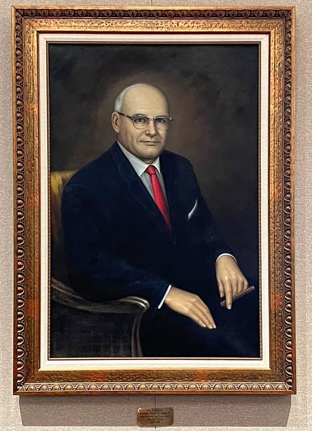 A portrait of Alex's grandfather, Randolph 'Buster' Murdaugh Jr. (pictured), has been removed from a South Carolina courtroom.