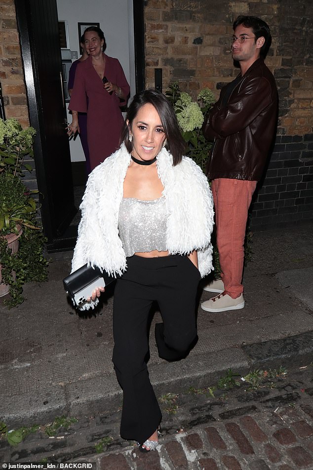 The TV star, 68, was all smiles after reuniting with her former Strictly Come Dancing co-stars including Janette Manara (pictured), who also enjoyed an evening at the swanky celebrity hotspot.