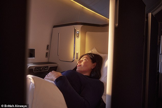 Flying during off-peak hours could increase your chances of receiving an upgrade. Pictured: British Airways first class cabin