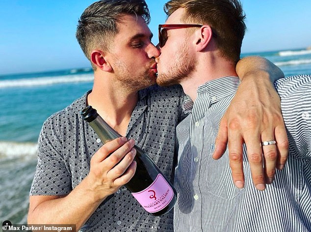 The soap star shared the news on her Instagram Stories after Max popped the question to her in a beach proposal two years ago (pictured)