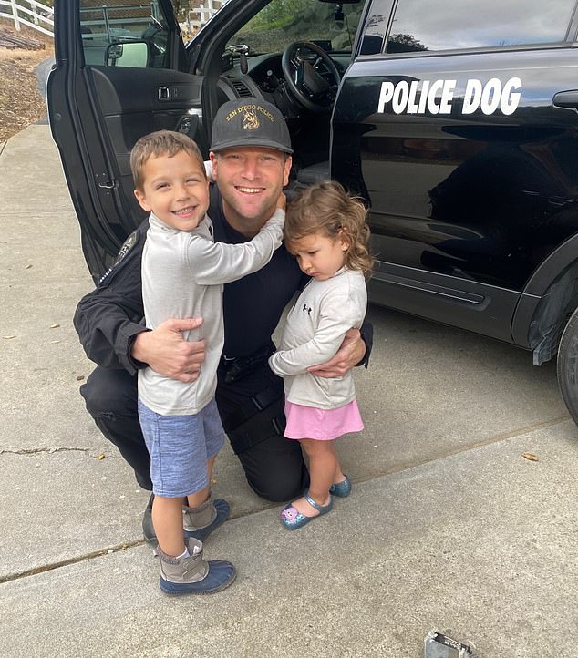 The heroic Wiese has two children of his own and was named the San Diego Police Department's Officer of the Year in 2019.