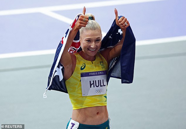 Hull (pictured celebrating) became the first Australian woman to win an Olympic medal in a race over 800 metres.