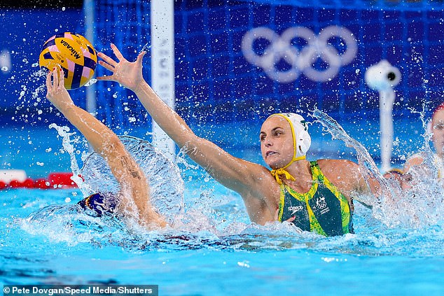 Stingers' Bronte Halligan is pictured defending during the two-goal loss to the Spaniards. She later described winning the silver medal as pure joy.