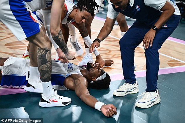 Yabusele's teammates went wild after his dunk over James, which cut the U.S. lead to five.