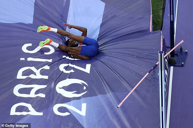 Shelby McEwen of Team USA competes in the men's high jump