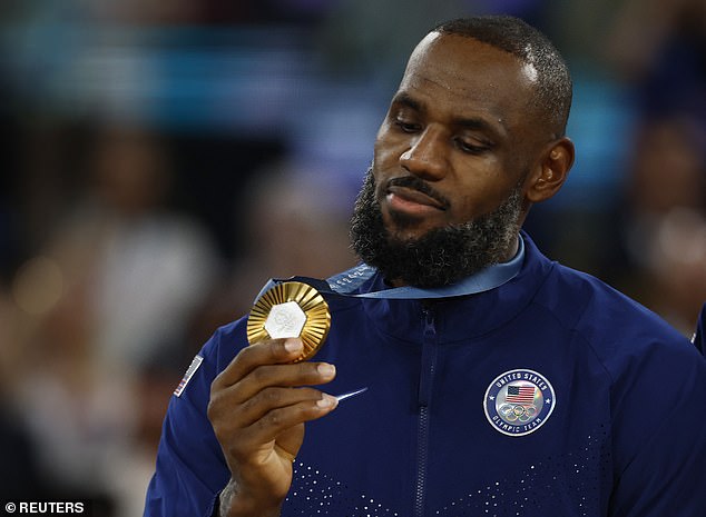 James, 39, ended the night with a gold medal around his neck after the United States won 98-87 in Paris.