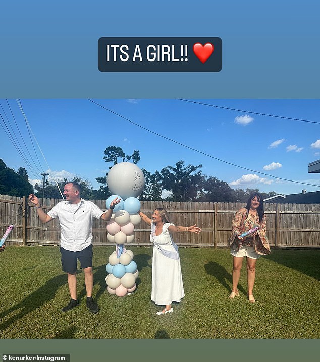 The clip captured the couple standing next to an arrangement of balloons, which popped to reveal an explosion of pink confetti.