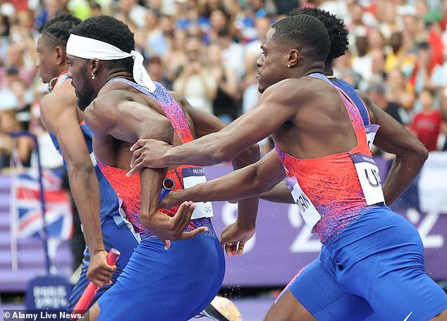 The Americans were devastated by a botched baton handover in the men's 4x100m final on Friday.