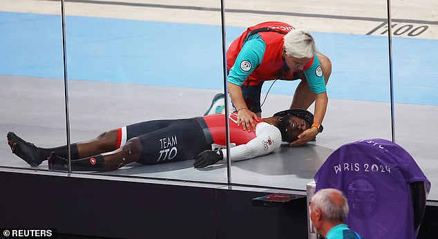 Concerns were high for Browne, 30, as he lay on the track being checked by medical staff.