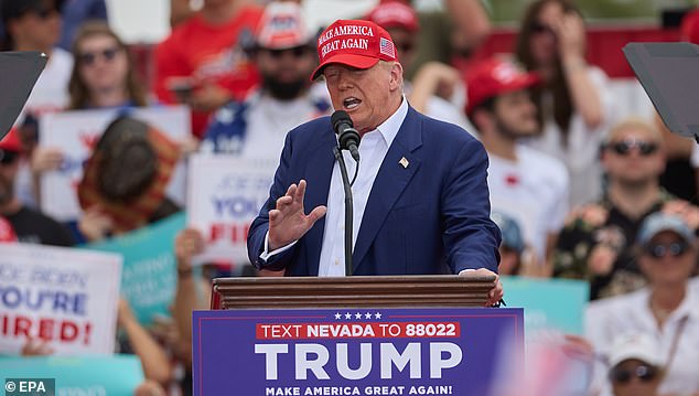 Trump is pictured in Las Vegas on June 9, the day he introduced his policy of not taxing tips