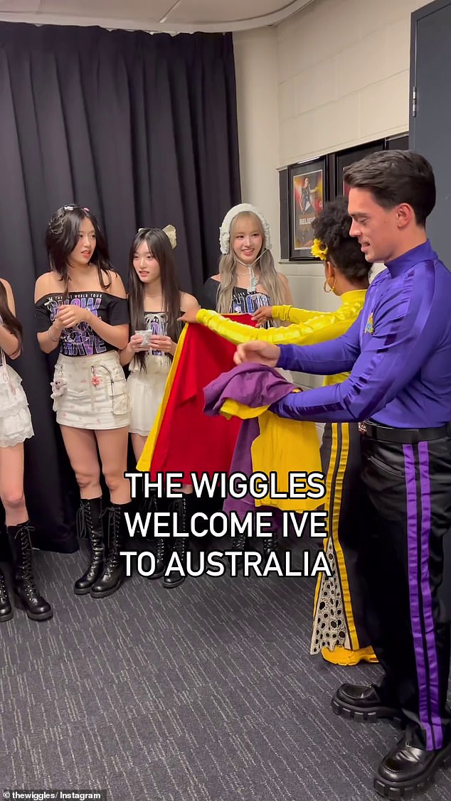 A short clip showed the Korean pop stars happily accepting the Wiggles' colorful underwear with a heartfelt: 