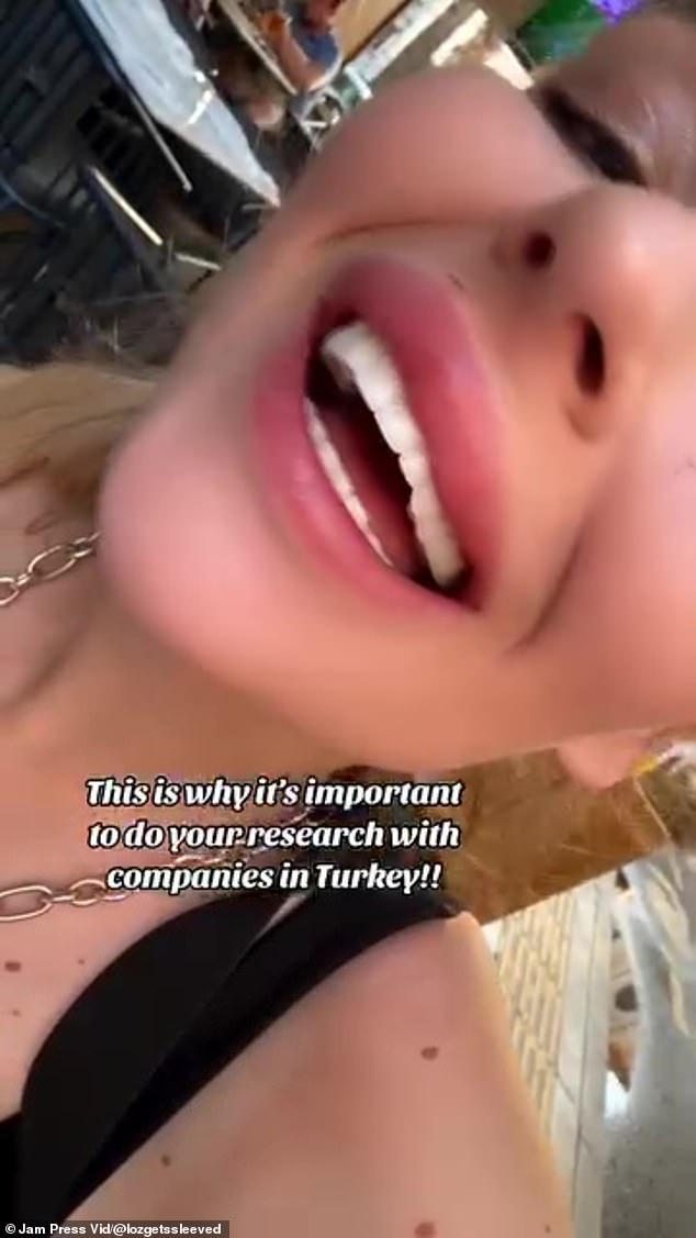 The influencer claims she was left with 'horse teeth' after a failed surgery in Türkiye