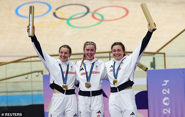 Finucane (right) took bronze in the team sprint and bronze in the women's keirin.