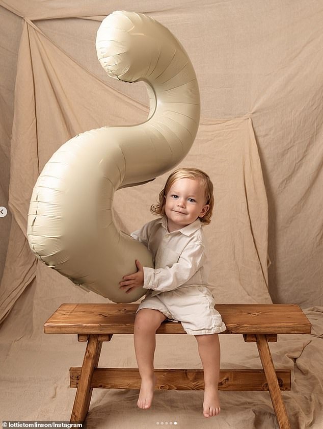 The model shared a photo of Lucky posing with a giant inflatable number two on Saturday to celebrate his birthday and in the series of adorable snaps, the little one was playing with the balloon and laughing.