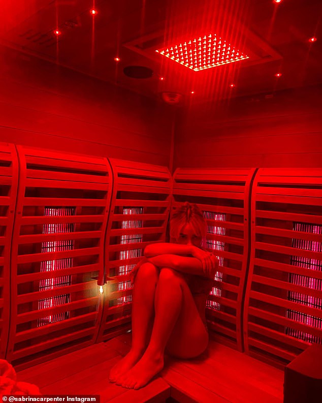 Sabrina Carpenter, 25, took time out from her burgeoning music career to relax in an infrared sauna.