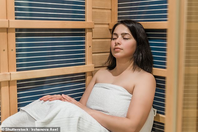 However, Healthline warned that, as is to be expected with anything, there are potential risks. Pictured here is a stock image of a sauna