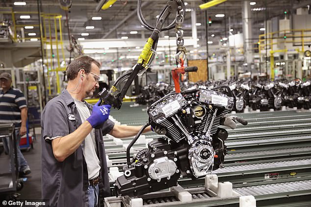 Workers at the Harley-Davidson plant in Menomonee Falls, Wisconsin (pictured) are nervous, with many fearing they may soon be out of a job.