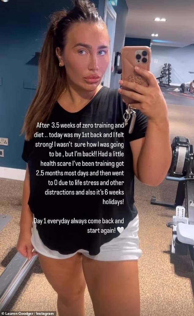 This comes as earlier this week, Lauren shared a gym update with her Instagram followers after taking three and a half weeks off her fitness regime.