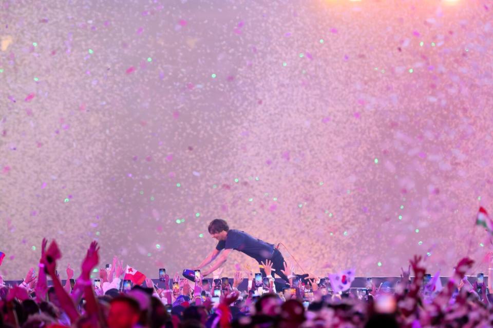 Phoenix performs during the closing ceremony of the Paris 2024 Olympic Games at the Stade de France on Sunday.