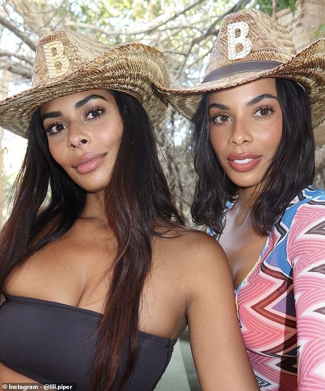 She took one last selfie with Rochelle in which they both wore straw cowboy hats emblazoned with the letter 'B'.