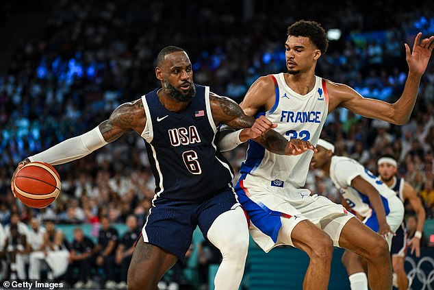 LeBron James clashes with Frenchman Victor Wembanyama in the Olympic final