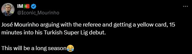 1723443643 525 Jose Mourinho is BOOKED 20 minutes into his first league