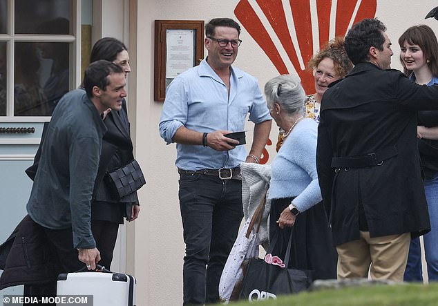 Friends and family attended the party and mingled outside before heading inside to enjoy their lunch.