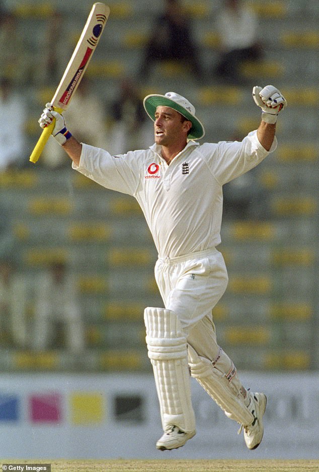 England's Graham Thorpe celebrates his century during the Second Test against Sri Lanka at the Asgiriya Stadium, Kandy in 2001, one of the finest innings by an Englishman abroad.