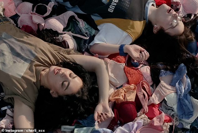 In the new music video, the couple climbed a mountain of underwear, referencing the lyrics 