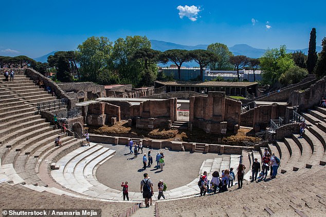 Pictured: The Teatro Grande amphitheater in Pompeii, where Madonna is reportedly set to celebrate her birthday party.