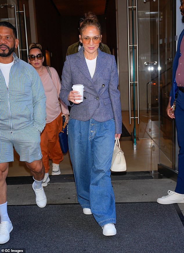 Lopez is seen with her entourage on July 26 in New York City.