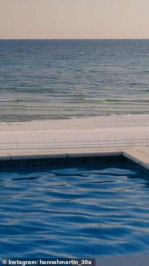 The outdoor hot tub and pool overlook the beautiful gulf coast.