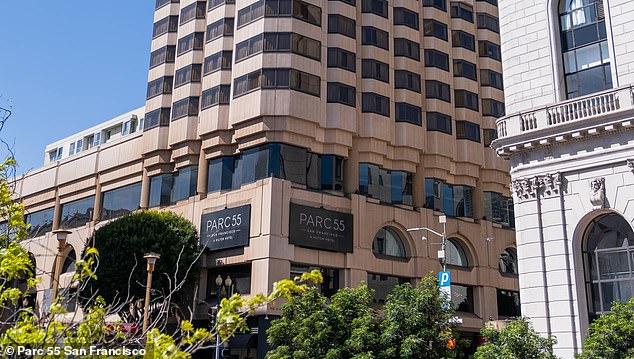 The city's two largest hotels, the Hilton Parc 55 (pictured) and the Hilton San Francisco Union Square, have lost a combined $1 billion in value, according to bond rating agency Kroll.